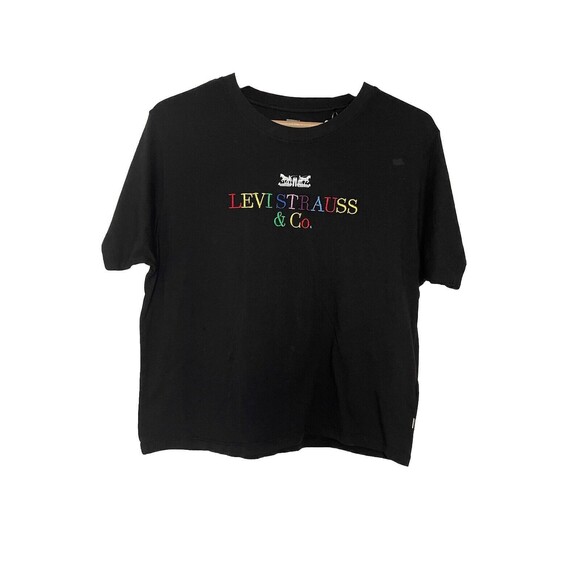 LEVI'S  Womens XS Oversize Rainbow Logo Embroidered Tshirt Short Sleeve Casual - Picture 1 of 6